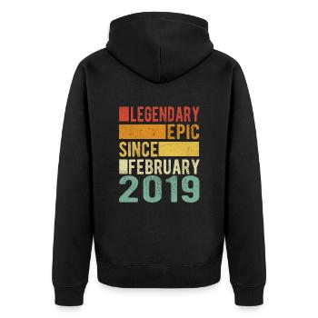 Birthday February 2019 Legendary epic - Unisex Premium Organic Zip Hoodie - black - Back - Nico (187cm)