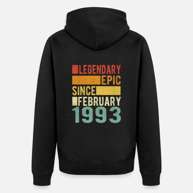 Anniversaire Février 1993 Épopée légendaire - Veste à capuche bio Premium Unisexe - noir