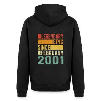 Anniversaire Février 2001 Épopée légendaire - Veste à capuche bio Premium Unisexe - noir - Dos - Nico (187cm)
