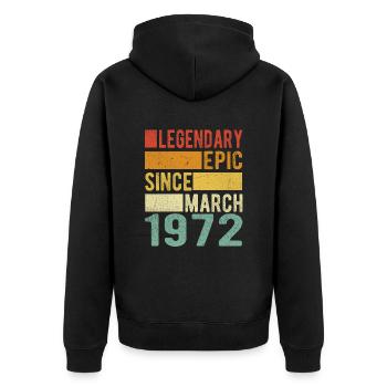 Anniversaire Mars 1972 Épopée légendaire - Veste à capuche bio Premium Unisexe - noir - Dos - Nico (187cm)
