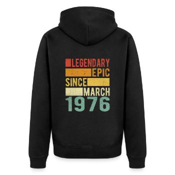 Anniversaire Mars 1976 Épopée légendaire - Veste à capuche bio Premium Unisexe - noir - Dos - Nico (187cm)
