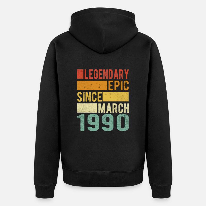 Anniversaire Mars 1990 Épopée légendaire - Veste à capuche bio Premium Unisexe - noir
