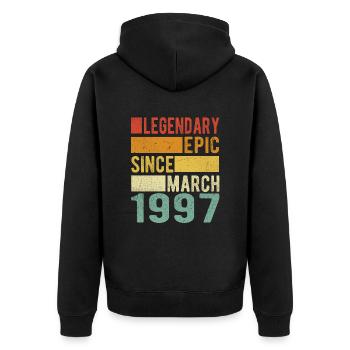 Anniversaire Mars 1997 Épopée légendaire - Veste à capuche bio Premium Unisexe - noir - Dos - Nico (187cm)