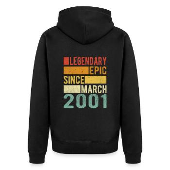 Anniversaire Mars 2001 Épopée légendaire - Veste à capuche bio Premium Unisexe - noir - Dos - Nico (187cm)