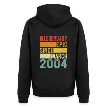 Birthday March 2004 Legendary Epic - Unisex Premium Organic Zip Hoodie - black - Back - Nico (187cm)