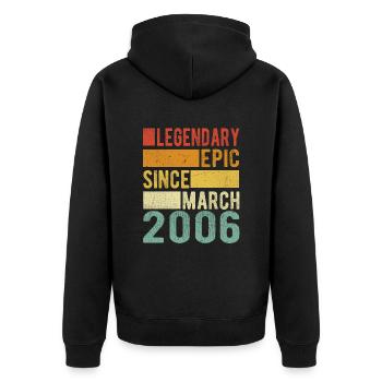 Birthday March 2006 Legendary Epic - Unisex Premium Organic Zip Hoodie - black - Back - Nico (187cm)