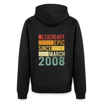 Birthday March 2008 Legendary Epic - Unisex Premium Organic Zip Hoodie - black - Back - Nico (187cm)