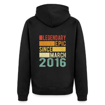 Anniversaire Mars 2016 Épopée légendaire - Veste à capuche bio Premium Unisexe - noir - Dos - Nico (187cm)