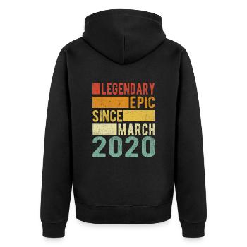 Anniversaire Mars 2020 Épopée légendaire - Veste à capuche bio Premium Unisexe - noir - Dos - Nico (187cm)