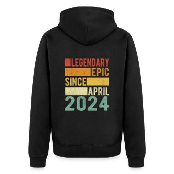 Anniversaire avril 2024 Épopée légendaire - Veste à capuche bio Premium Unisexe - noir - Dos - Nico (187cm)