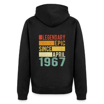 Anniversaire avril 1967 Épopée légendaire - Veste à capuche bio Premium Unisexe - noir - Dos - Nico (187cm)