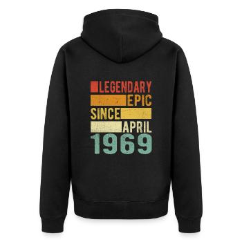 Birthday April 1969 Legendary epic - Unisex Premium Organic Zip Hoodie - black - Back - Nico (187cm)