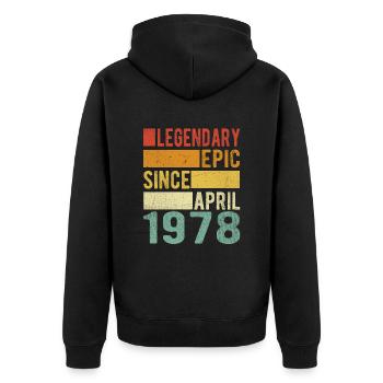 Geburtstag April 1978 Legendär Episch - Unisex Premium Bio Zip Hoodie - Schwarz - Hinten - Nico (187cm)
