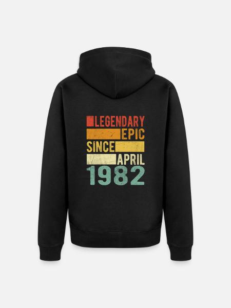 Birthday April 1982 Legendary epic - Unisex Premium Organic Zip Hoodie - black