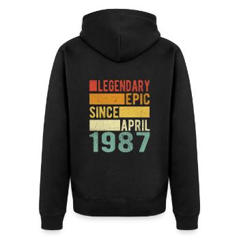 Birthday April 1987 Legendary epic - Unisex Premium Organic Zip Hoodie - black - Back - Nico (187cm)