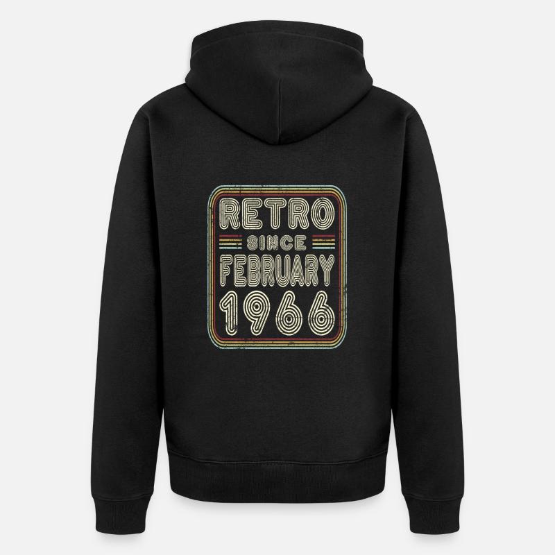 Anniversaire Février 1966 Retro Gift - Veste à capuche bio Premium Unisexe - noir