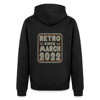 Birthday March 2022 Retro Gift - Unisex Premium Organic Zip Hoodie - black - Back - Nico (187cm)