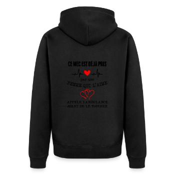 Ce mec est déjà pris par une femme qui l'aime - Veste à capuche bio Premium Unisexe - noir - Dos - Nico (187cm)