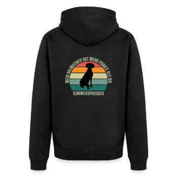 Dalmatiner, mehr Punkte wie ich Sommersprossen - Unisex Premium Bio Zip Hoodie - Schwarz - Hinten - Nico (187cm)