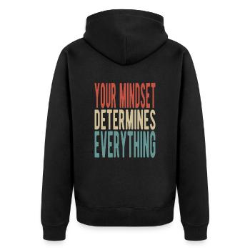 Your mindset determines everything - Unisex Premium Organic Zip Hoodie - black - Back - Nico (187cm)