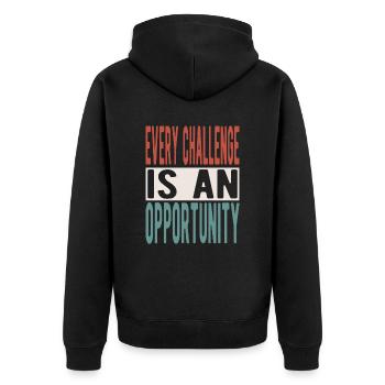 Every challenge is an opportunity - Unisex Premium Organic Zip Hoodie - black - Back - Nico (187cm)