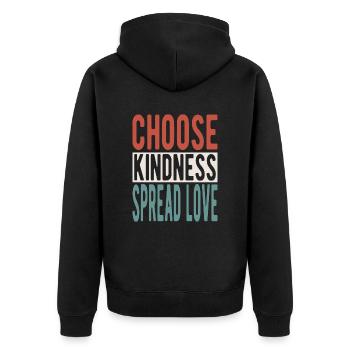 Choose kindness, spread love - Unisex Premium Organic Zip Hoodie - black - Back - Nico (187cm)