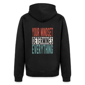 Your mindset determines everything - Unisex Premium Organic Zip Hoodie - black - Back - Nico (187cm)