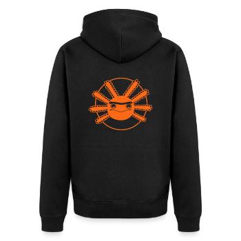 L'axolotl à monosourcil - Veste à capuche bio Premium Unisexe - noir - Dos - Nico (187cm)