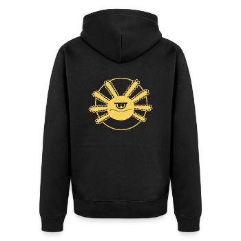 Axolotl Zyklop - Unisex Premium Bio Zip Hoodie - Schwarz - Hinten - Nico (187cm)