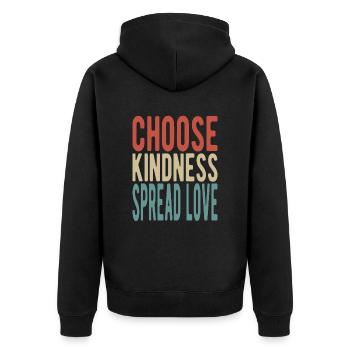 Choose kindness, spread love - Unisex Premium Organic Zip Hoodie - black - Back - Nico (187cm)
