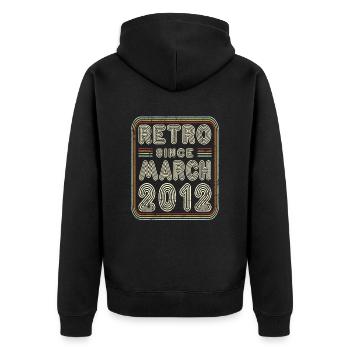 Anniversaire Mars 2012 Cadeau rétro - Veste à capuche bio Premium Unisexe - noir - Dos - Nico (187cm)