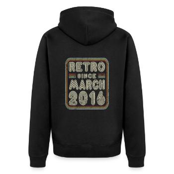 Anniversaire Mars 2016 Cadeau rétro - Veste à capuche bio Premium Unisexe - noir - Dos - Nico (187cm)