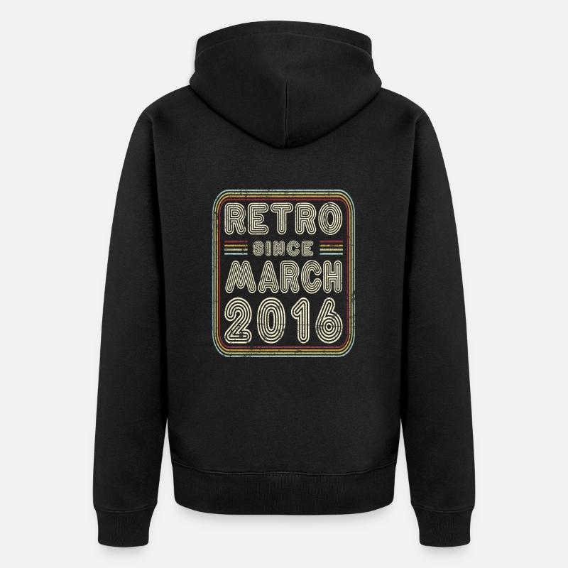 Anniversaire Mars 2016 Cadeau rétro - Veste à capuche bio Premium Unisexe - noir
