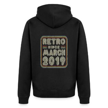 Birthday March 2019 Retro Gift - Unisex Premium Organic Zip Hoodie - black - Back - Nico (187cm)