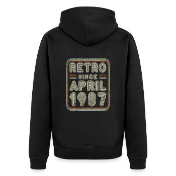 Geburtstag April 1987 Retro Geschenk - Unisex Premium Bio Zip Hoodie - Schwarz - Hinten - Nico (187cm)