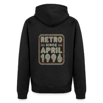 Anniversaire Avril 1996 Cadeau rétro - Veste à capuche bio Premium Unisexe - noir - Dos - Nico (187cm)