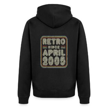 Anniversaire Avril 2005 Cadeau rétro - Veste à capuche bio Premium Unisexe - noir - Dos - Nico (187cm)