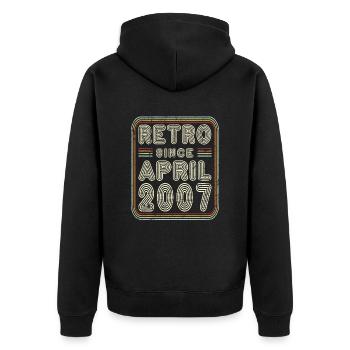 Birthday April 2007 Retro Gift - Unisex Premium Organic Zip Hoodie - black - Back - Nico (187cm)
