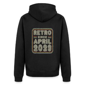 Geburtstag April 2023 Retro Geschenk - Unisex Premium Bio Zip Hoodie - Schwarz - Hinten - Nico (187cm)