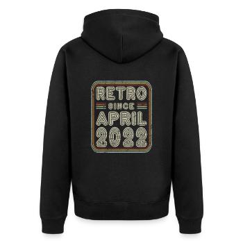 Birthday April 2022 Retro Gift - Unisex Premium Organic Zip Hoodie - black - Back - Nico (187cm)
