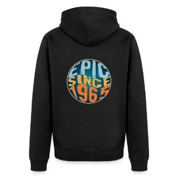 Epic since 1965 - Unisex Premium Organic Zip Hoodie - black - Back - Nico (187cm)