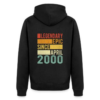 Birthday April 2000 Legendary Epic - Unisex Premium Organic Zip Hoodie - black - Back - Nico (187cm)