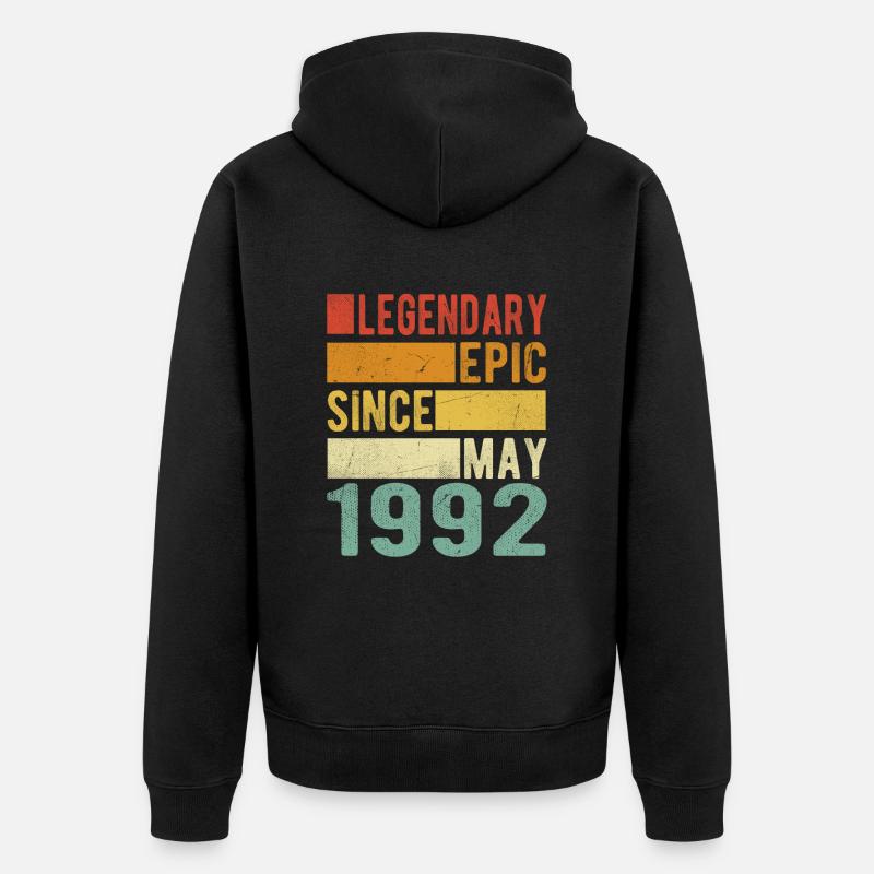Anniversaire Mai 1992 Épopée légendaire - Veste à capuche bio Premium Unisexe - noir