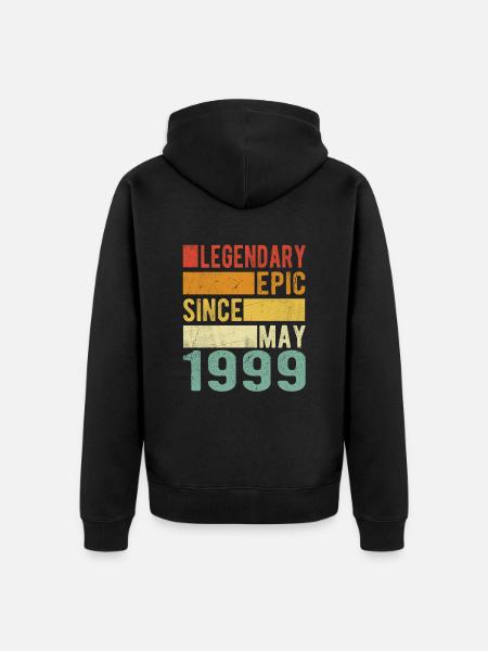 Birthday May 1999 Legendary epic - Unisex Premium Organic Zip Hoodie - black