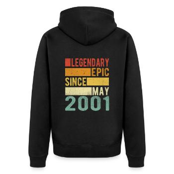 Geburtstag Mai 2001 Legendär Episch - Unisex Premium Bio Zip Hoodie - Schwarz - Hinten - Nico (187cm)