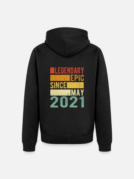 Birthday May 2021 Legendary epic - Unisex Premium Organic Zip Hoodie - black
