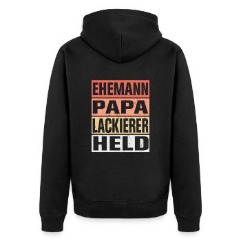 Lackierer Vater Ehemann Held - Unisex Premium Bio Zip Hoodie - Schwarz - Hinten - Nico (187cm)