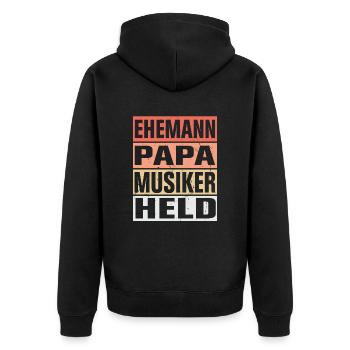 Musiker Vater Ehemann Held - Unisex Premium Bio Zip Hoodie - Schwarz - Hinten - Nico (187cm)