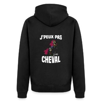 Je Peux Pas J'ai Cheval Cadeau Fleuri - Veste à capuche bio Premium Unisexe - noir - Dos - Nico (187cm)
