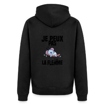 Je Peux Pas J'ai La Flemme - Veste à capuche bio Premium Unisexe - noir - Dos - Nico (187cm)